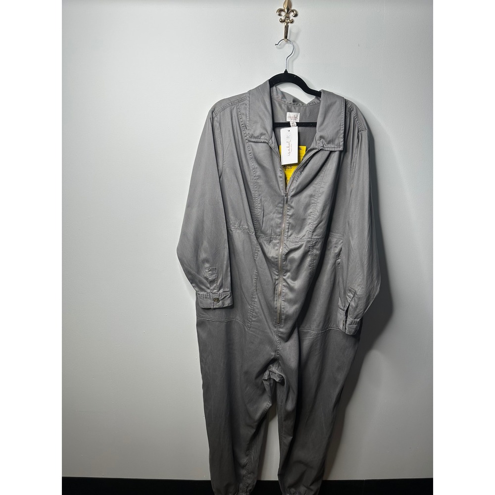 Isabel Maternity Gray Long Sleeve Zip Front Utility Jumpsuit XXL NWT